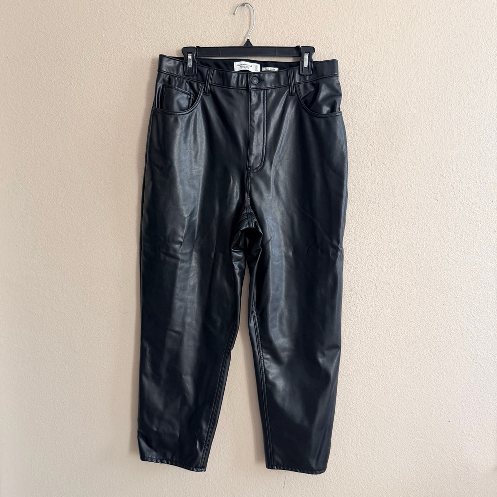 Abercrombie & Fitch Vegan Leather Ankle Straight Ultra High Rise Curve Love